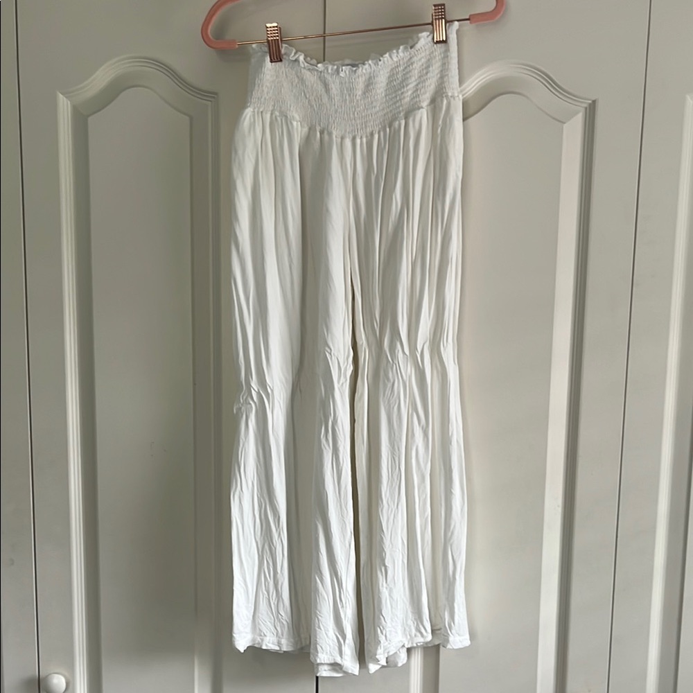 White Flowy Wide-Leg Pants